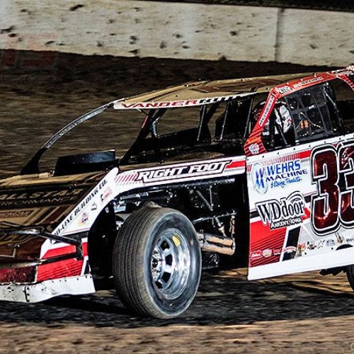 Zack VanderBeek at the 2nd Annual USMTS Chubbs Performance Midweek Modified Madness at the Ogilvie Raceway in Ogilvie, Minn., on Wednesday, June 14, 2017.